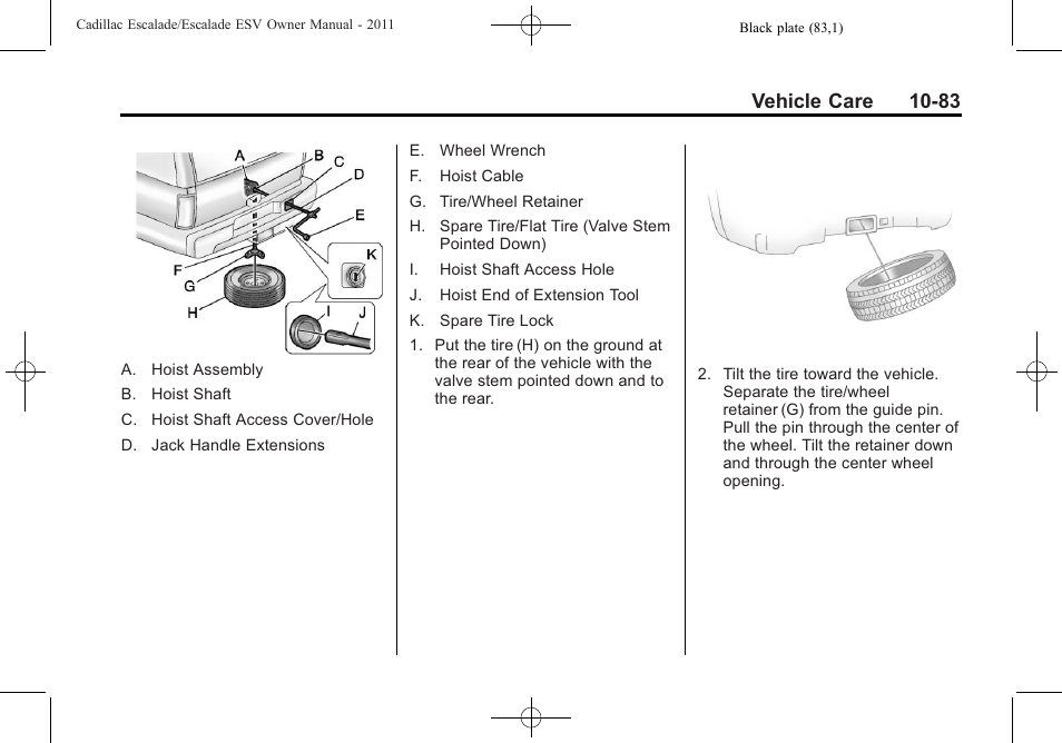 Vehicle care 10-83 | Cadillac 2011 Escalade ESV User Manual | Page 487 / 558