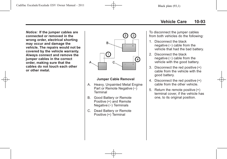 Vehicle care 10-93 | Cadillac 2011 Escalade ESV User Manual | Page 497 / 558