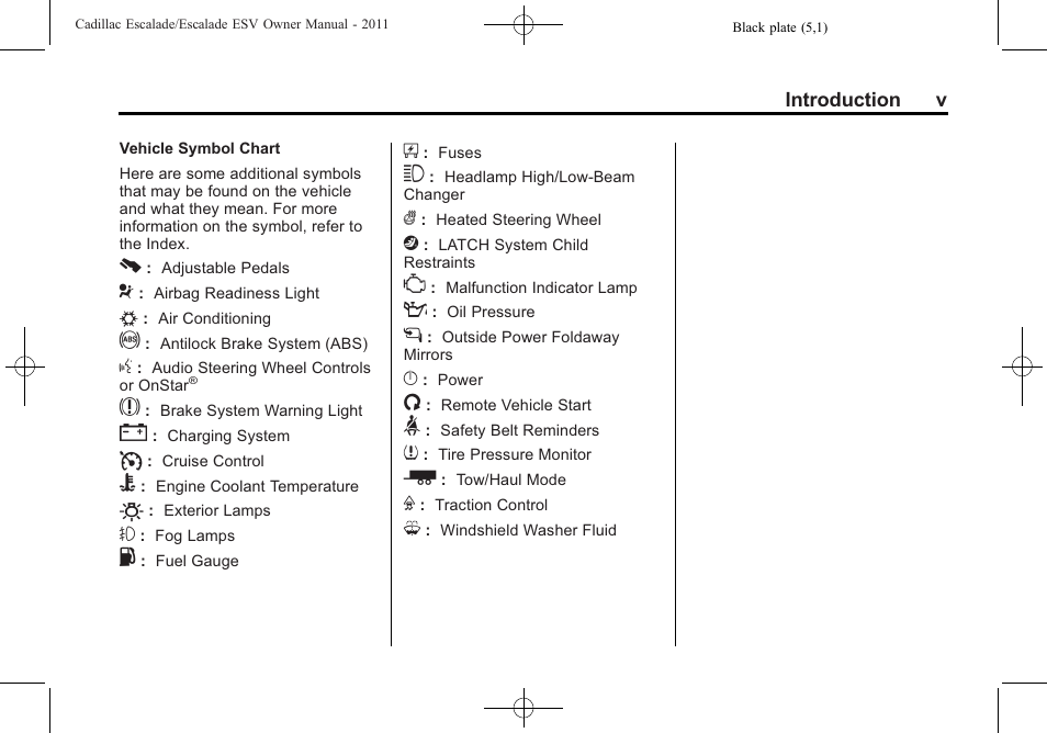 Cadillac 2011 Escalade ESV User Manual | Page 5 / 558