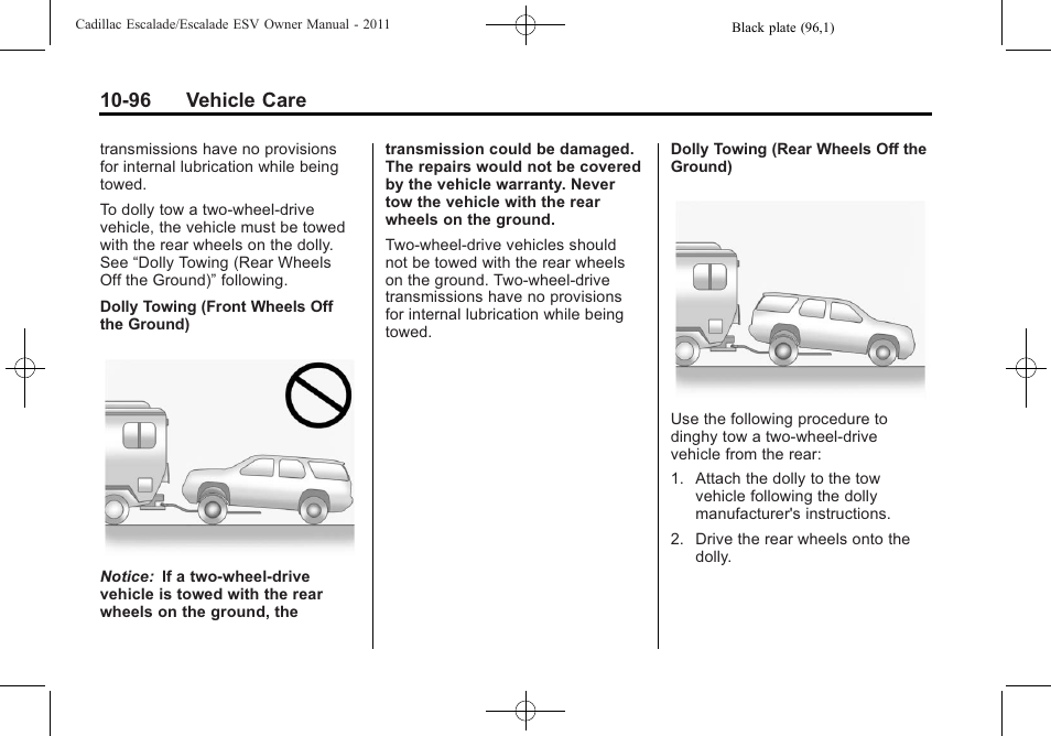 96 vehicle care | Cadillac 2011 Escalade ESV User Manual | Page 500 / 558