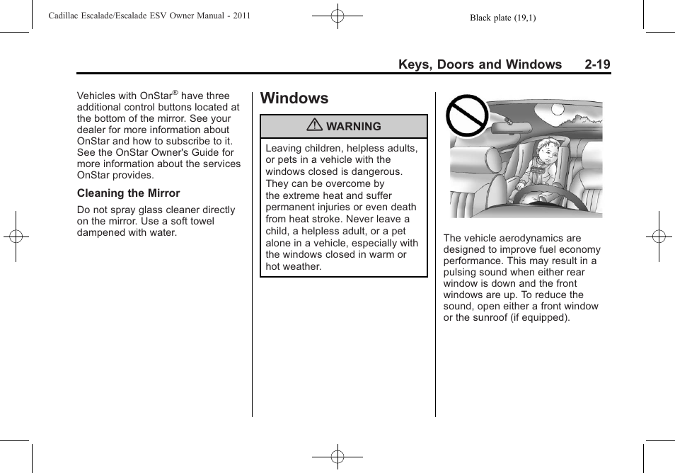 Windows, Windows -19 | Cadillac 2011 Escalade ESV User Manual | Page 51 / 558