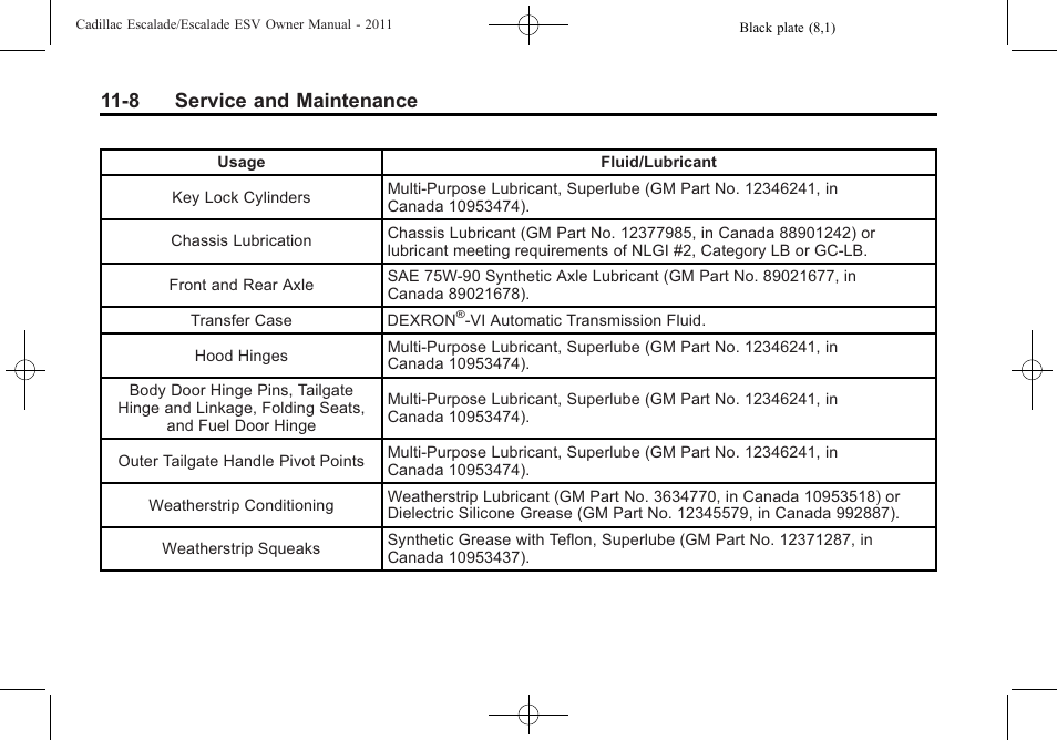 8 service and maintenance | Cadillac 2011 Escalade ESV User Manual | Page 518 / 558