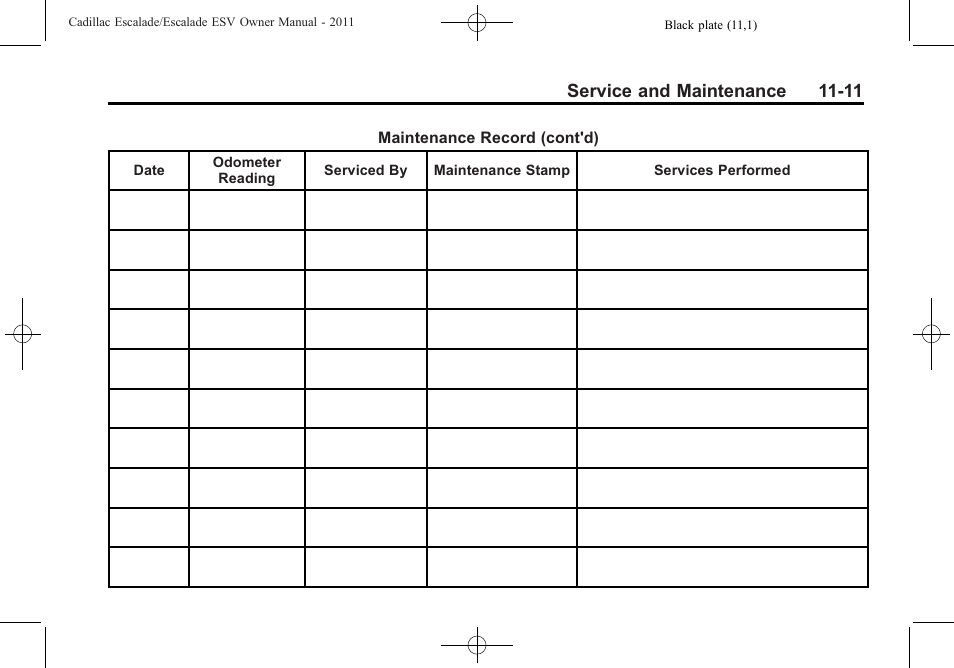 Service and maintenance 11-11 | Cadillac 2011 Escalade ESV User Manual | Page 521 / 558