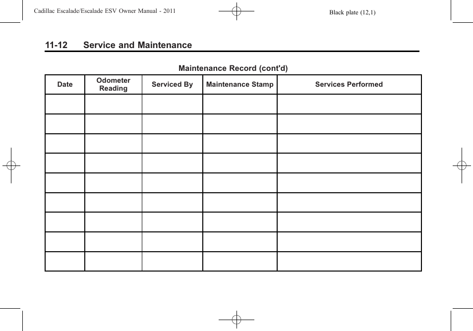 12 service and maintenance | Cadillac 2011 Escalade ESV User Manual | Page 522 / 558