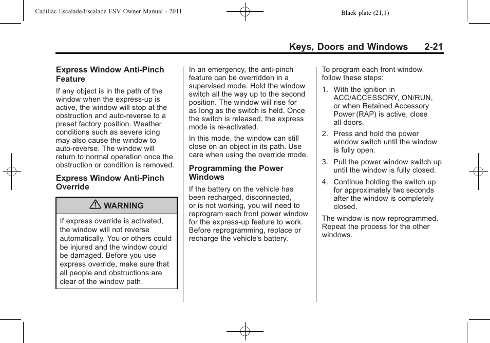 Cadillac 2011 Escalade ESV User Manual | Page 53 / 558