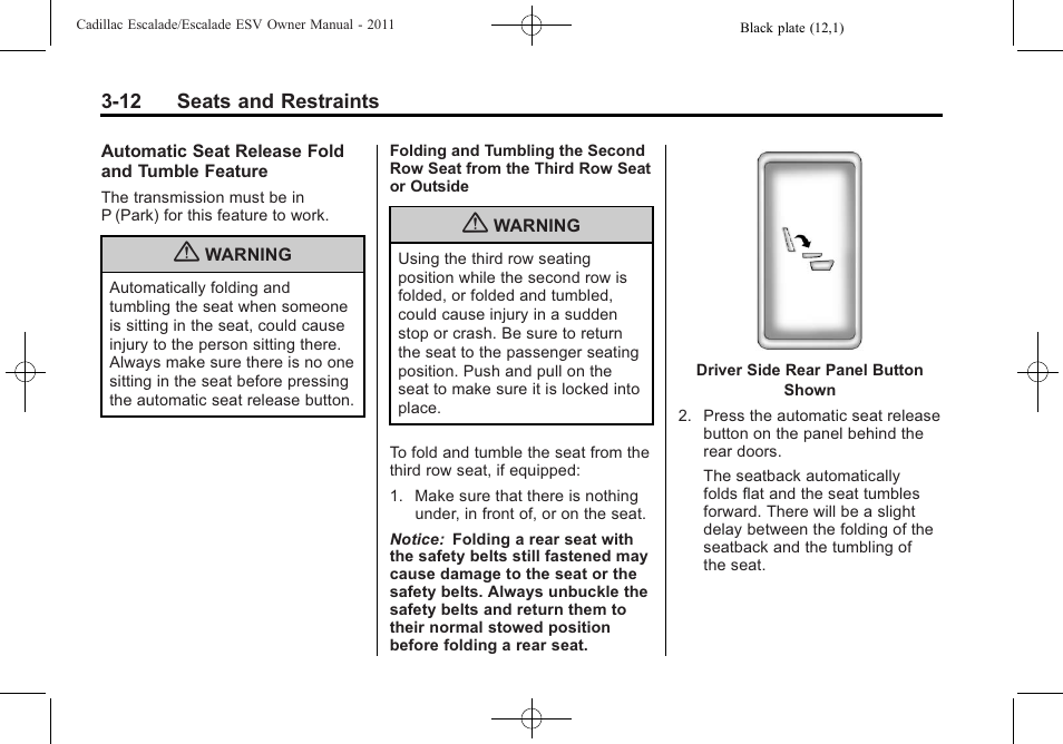 Cadillac 2011 Escalade ESV User Manual | Page 68 / 558