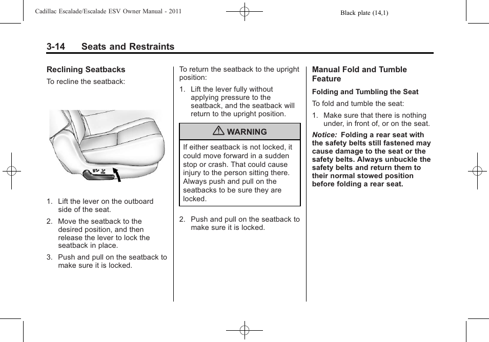 Cadillac 2011 Escalade ESV User Manual | Page 70 / 558