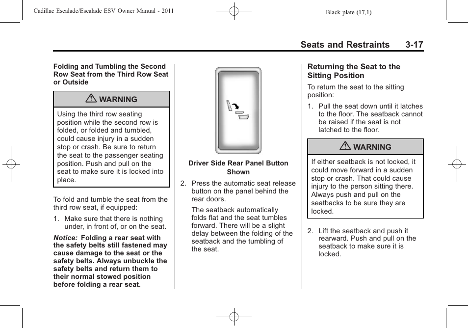 Cadillac 2011 Escalade ESV User Manual | Page 73 / 558