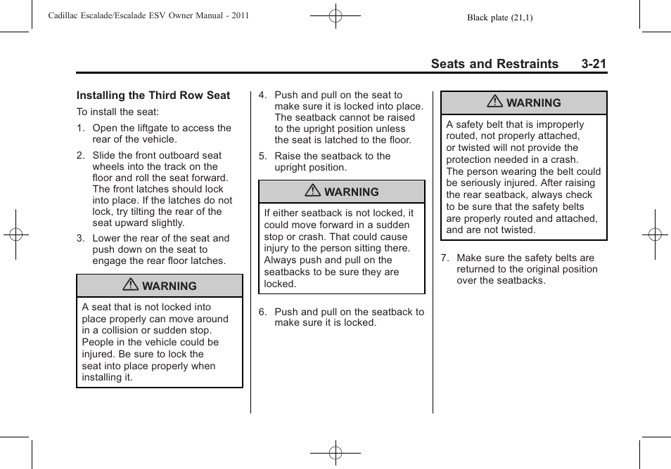 Cadillac 2011 Escalade ESV User Manual | Page 77 / 558