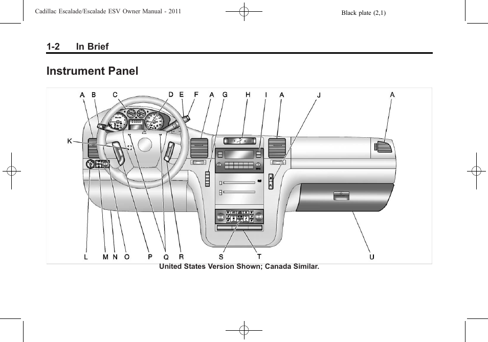 Instrument panel, Instrument panel -2 | Cadillac 2011 Escalade ESV User Manual | Page 8 / 558