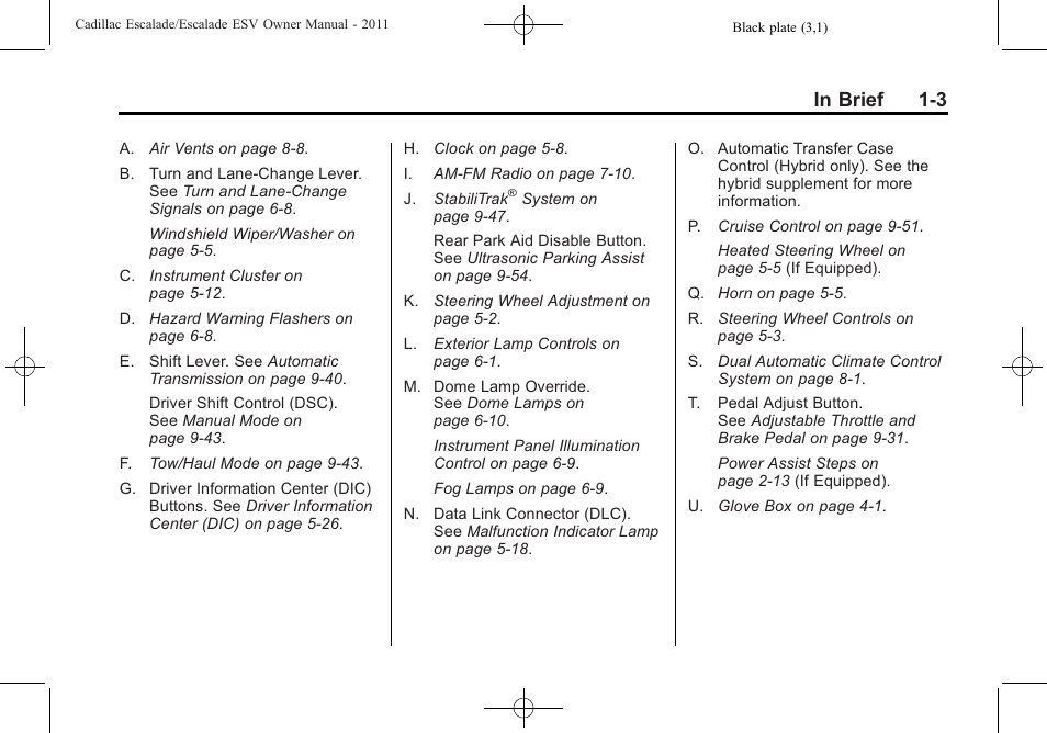 Cadillac 2011 Escalade ESV User Manual | Page 9 / 558