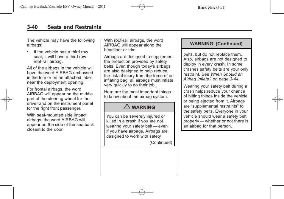 Cadillac 2011 Escalade ESV User Manual | Page 96 / 558