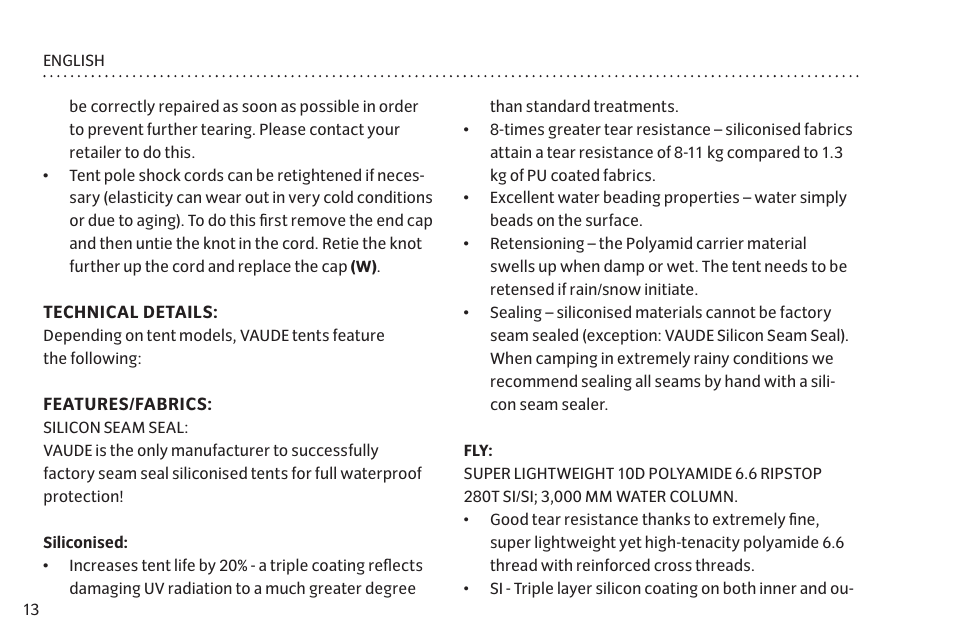 VAUDE Lizard GUL 1P User Manual | Page 20 / 67