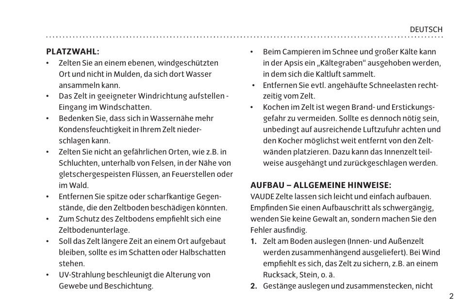 VAUDE Lizard GUL 1P User Manual | Page 9 / 67