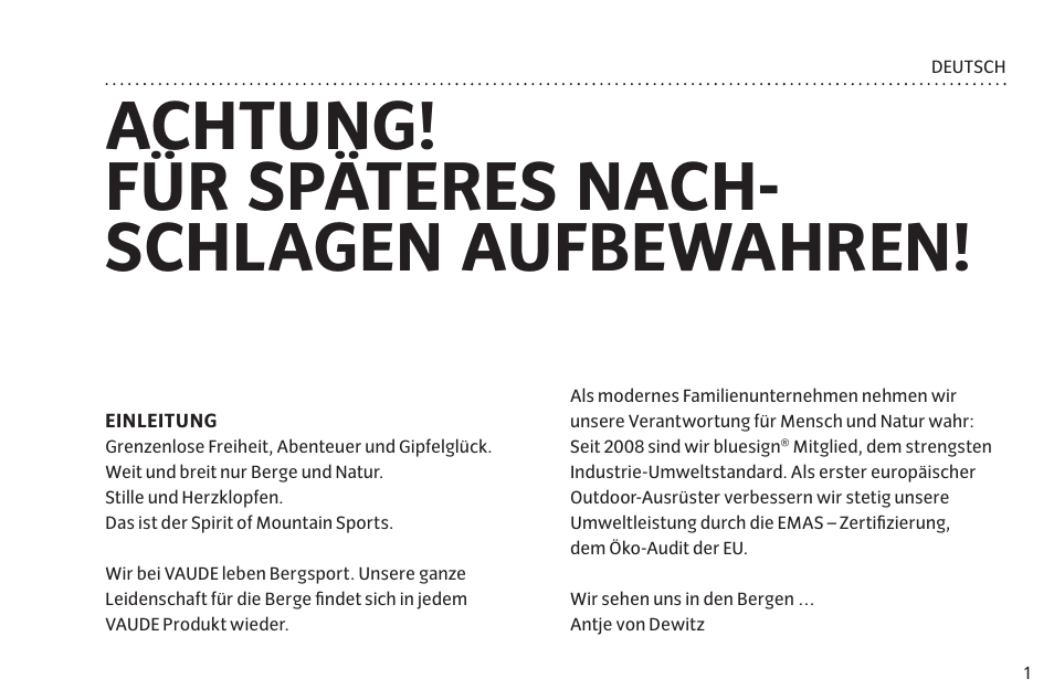 Achtung! für späteres nach­ schlagen aufbewahren | VAUDE Badawi Long 6P User Manual | Page 8 / 63