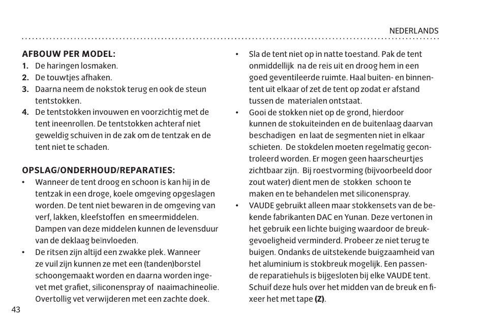 VAUDE Mark XT 4P User Manual | Page 50 / 65