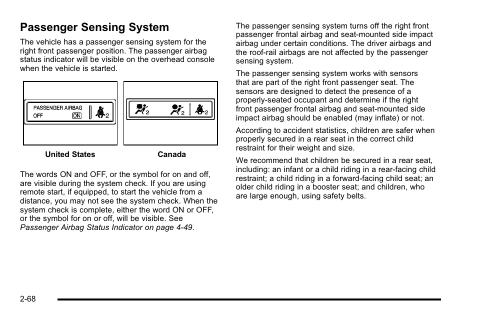 Passenger sensing system, Passenger sensing system -68 | Cadillac 2010 DTS User Manual | Page 100 / 486