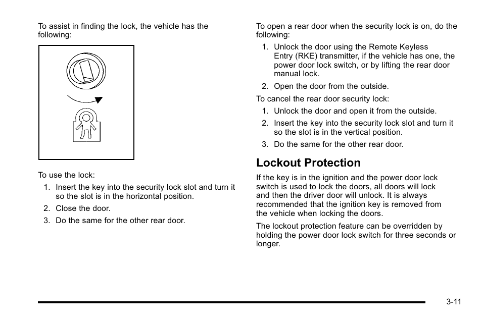 Lockout protection, Lockout protection -11 | Cadillac 2010 DTS User Manual | Page 119 / 486