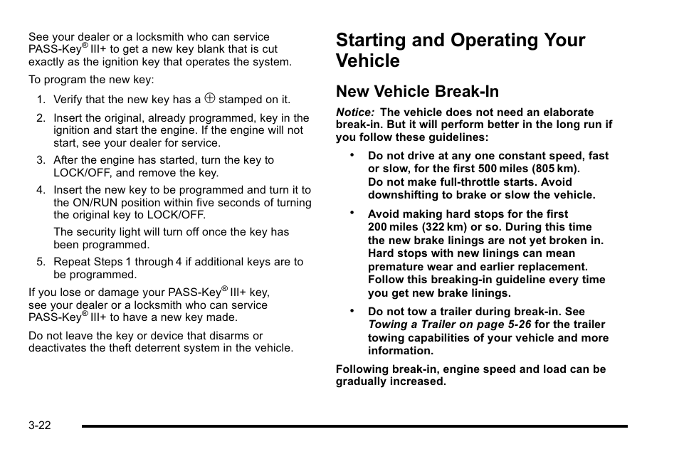 Starting and operating your vehicle, New vehicle break-in, Starting and operating your vehicle -22 | New vehicle break-in -22 | Cadillac 2010 DTS User Manual | Page 130 / 486