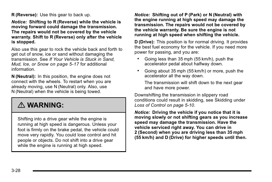 Warning | Cadillac 2010 DTS User Manual | Page 136 / 486