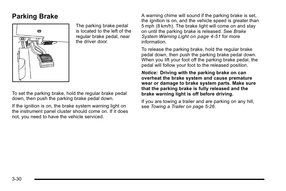 Parking brake, Parking brake -30 | Cadillac 2010 DTS User Manual | Page 138 / 486