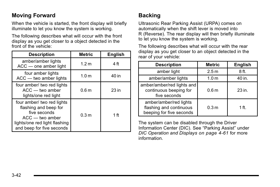 Moving forward, Backing | Cadillac 2010 DTS User Manual | Page 150 / 486