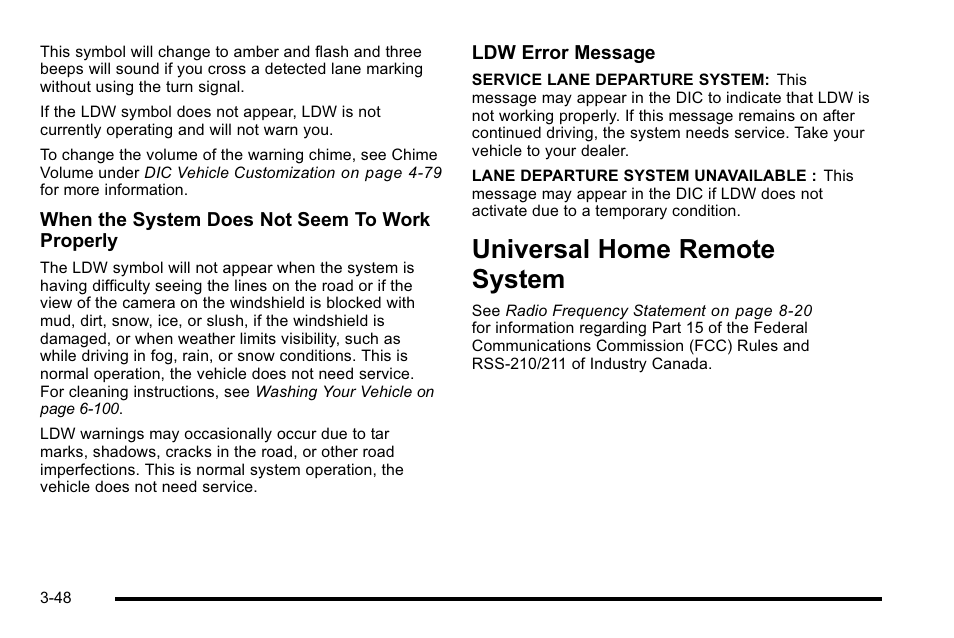 Universal home remote system, System -48, Universal home remote system -48 | Cadillac 2010 DTS User Manual | Page 156 / 486