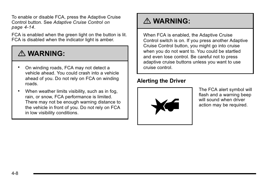 Warning | Cadillac 2010 DTS User Manual | Page 174 / 486