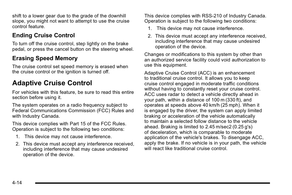 Adaptive cruise control, Adaptive cruise, Adaptive cruise control -14 | Cadillac 2010 DTS User Manual | Page 180 / 486