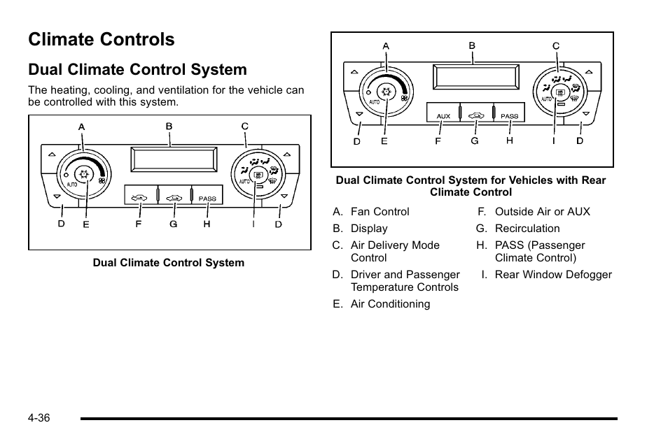 Climate controls, Dual climate control system, Climate controls -36 | Dual climate control system -36 | Cadillac 2010 DTS User Manual | Page 202 / 486