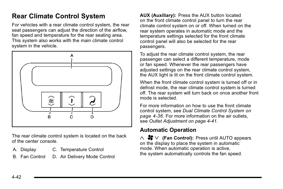 Rear climate control system, Rear climate control system -42 | Cadillac 2010 DTS User Manual | Page 208 / 486