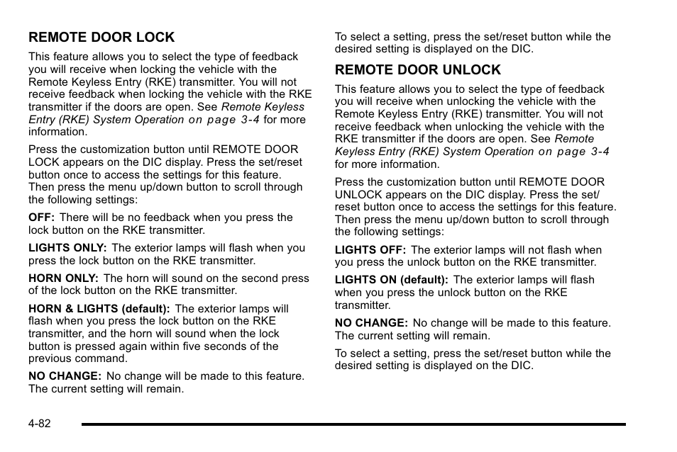 Remote door lock, Remote door unlock | Cadillac 2010 DTS User Manual | Page 248 / 486