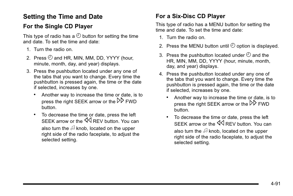 Setting the time and date | Cadillac 2010 DTS User Manual | Page 257 / 486