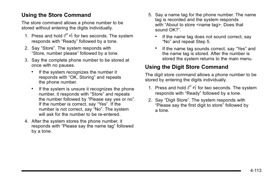 Using the store command, Using the digit store command | Cadillac 2010 DTS User Manual | Page 279 / 486