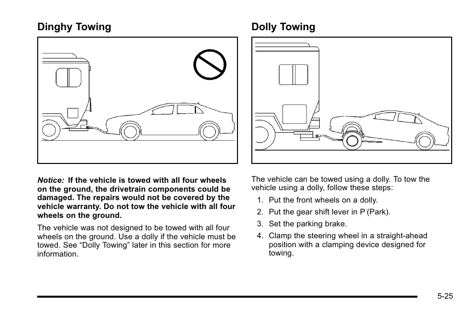 Dinghy towing, Dolly towing | Cadillac 2010 DTS User Manual | Page 313 / 486