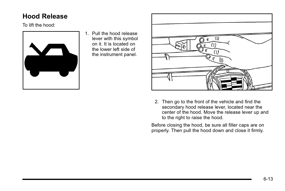 Hood release, Hood release -13 | Cadillac 2010 DTS User Manual | Page 333 / 486