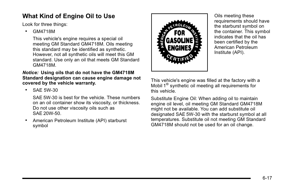 What kind of engine oil to use | Cadillac 2010 DTS User Manual | Page 337 / 486