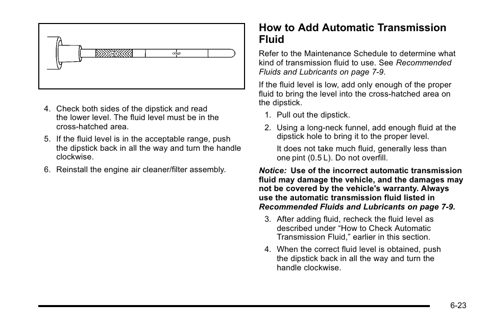 How to add automatic transmission fluid | Cadillac 2010 DTS User Manual | Page 343 / 486