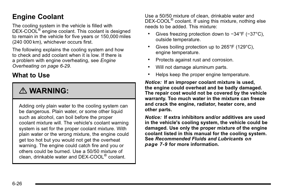 Engine coolant, Engine coolant -26, Wheel | Warning, What to use | Cadillac 2010 DTS User Manual | Page 346 / 486