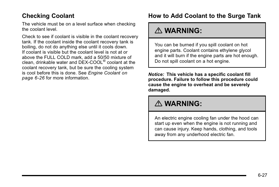 Warning | Cadillac 2010 DTS User Manual | Page 347 / 486