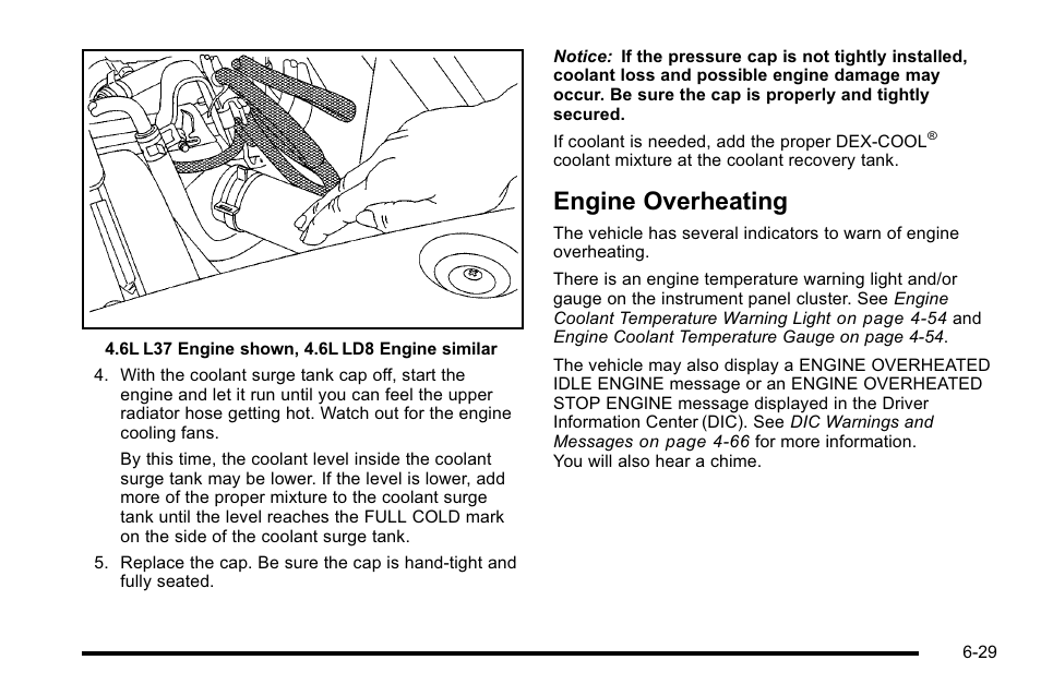 Engine overheating, Engine overheating -29 | Cadillac 2010 DTS User Manual | Page 349 / 486