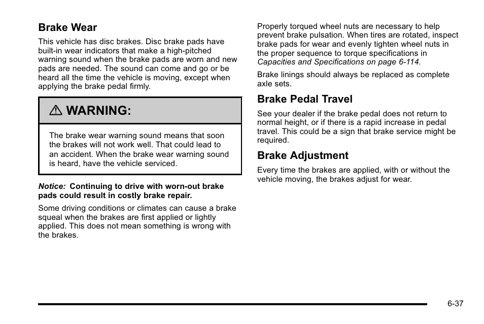 Warning | Cadillac 2010 DTS User Manual | Page 357 / 486