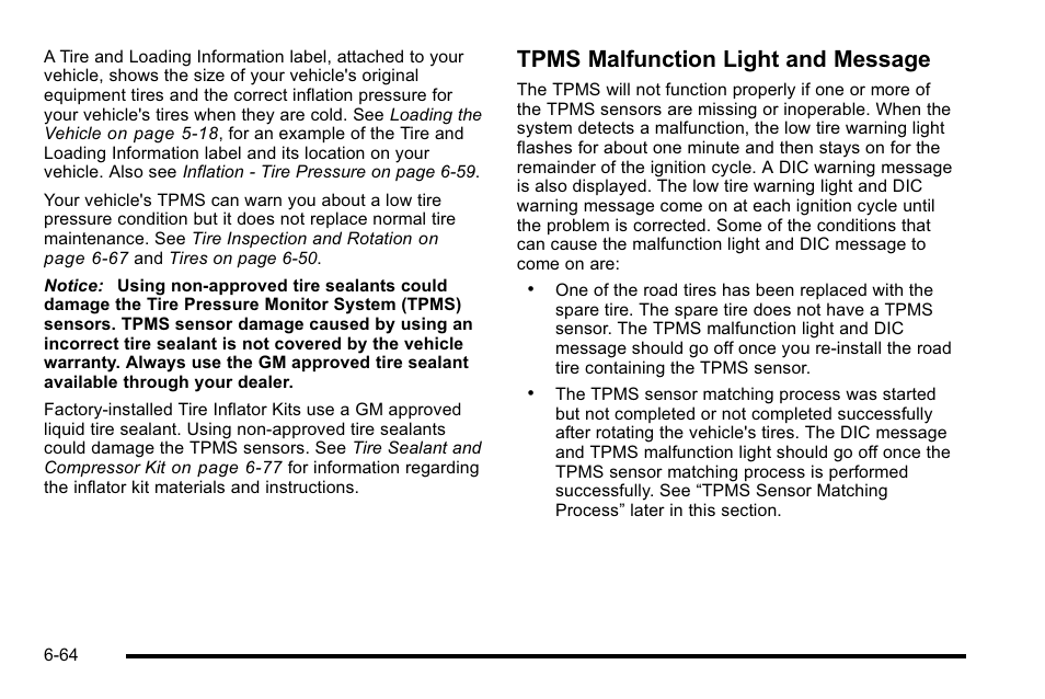 Tpms malfunction light and message | Cadillac 2010 DTS User Manual | Page 384 / 486