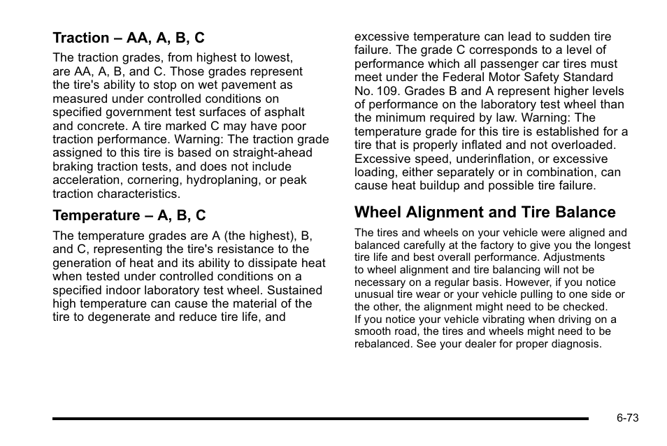 Wheel alignment and tire balance, Alignment and tire balance -73 | Cadillac 2010 DTS User Manual | Page 393 / 486