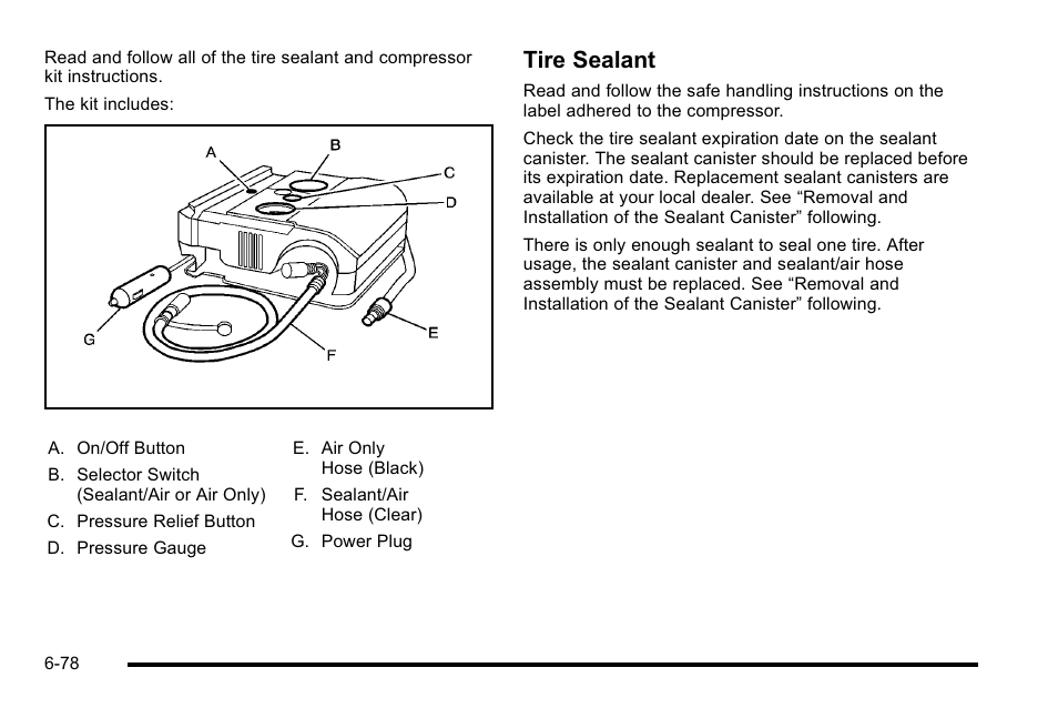 Tire sealant | Cadillac 2010 DTS User Manual | Page 398 / 486