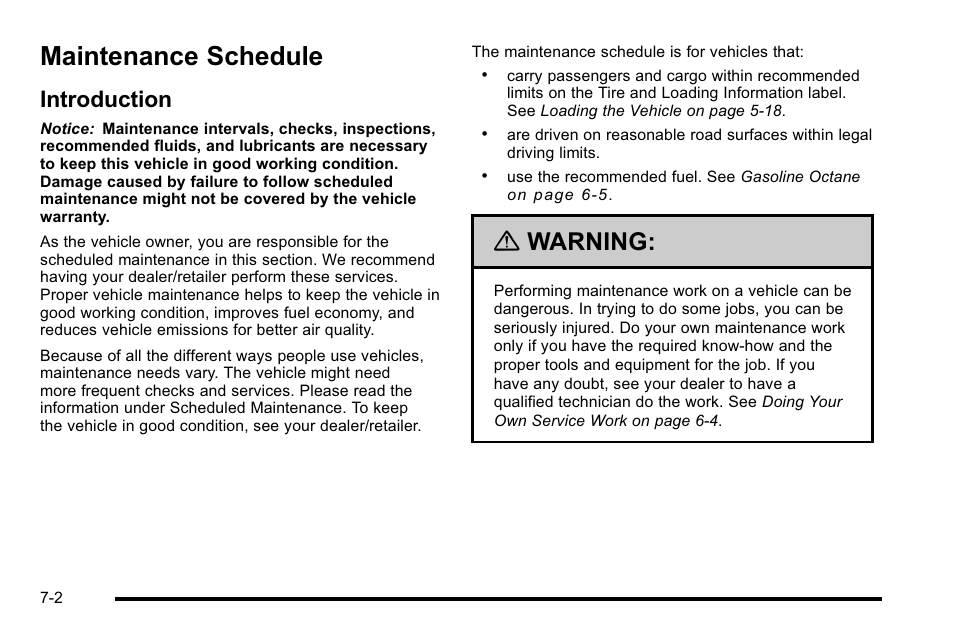 Maintenance schedule, Introduction, Schedule -2 | Maintenance schedule -2, Introduction -2, Warning | Cadillac 2010 DTS User Manual | Page 436 / 486