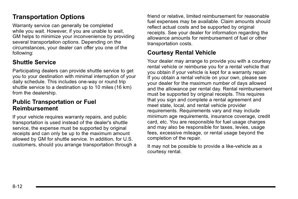 Transportation options | Cadillac 2010 DTS User Manual | Page 462 / 486