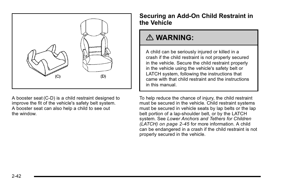 Warning | Cadillac 2010 DTS User Manual | Page 74 / 486