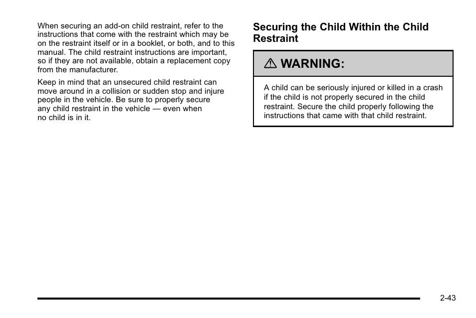 Warning | Cadillac 2010 DTS User Manual | Page 75 / 486