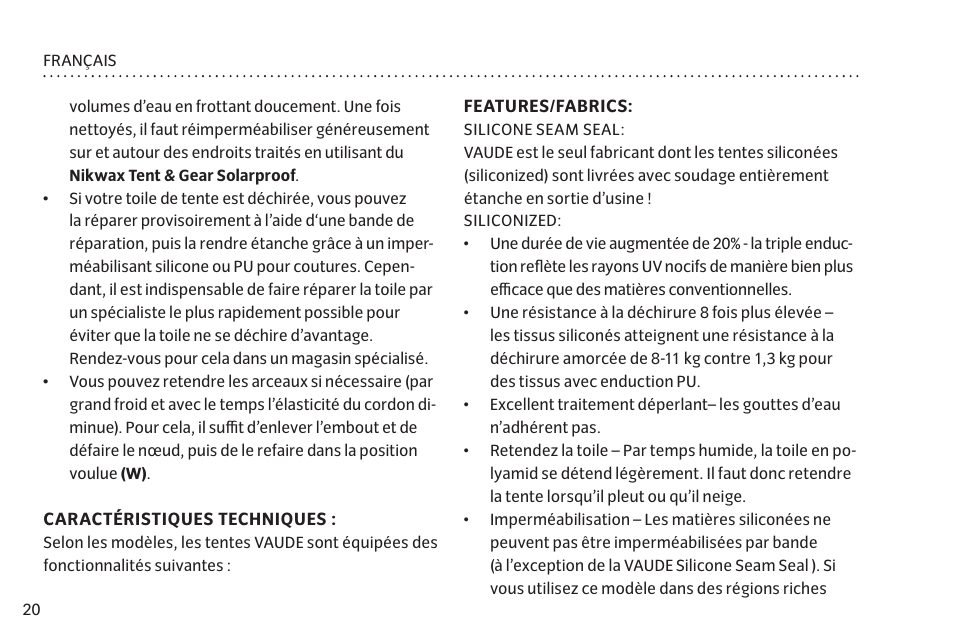 VAUDE Hogan UL Argon 1-2P User Manual | Page 27 / 61